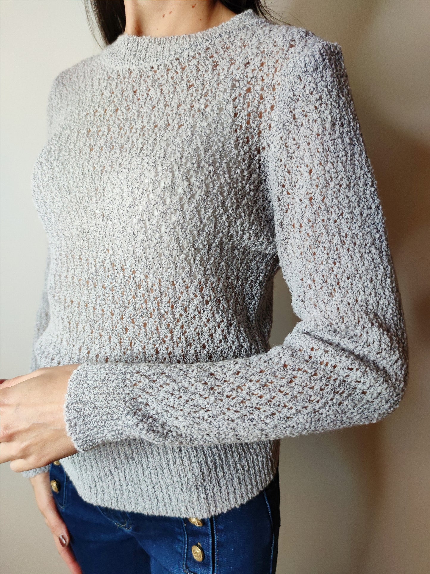 Maglione traforato in misto lana