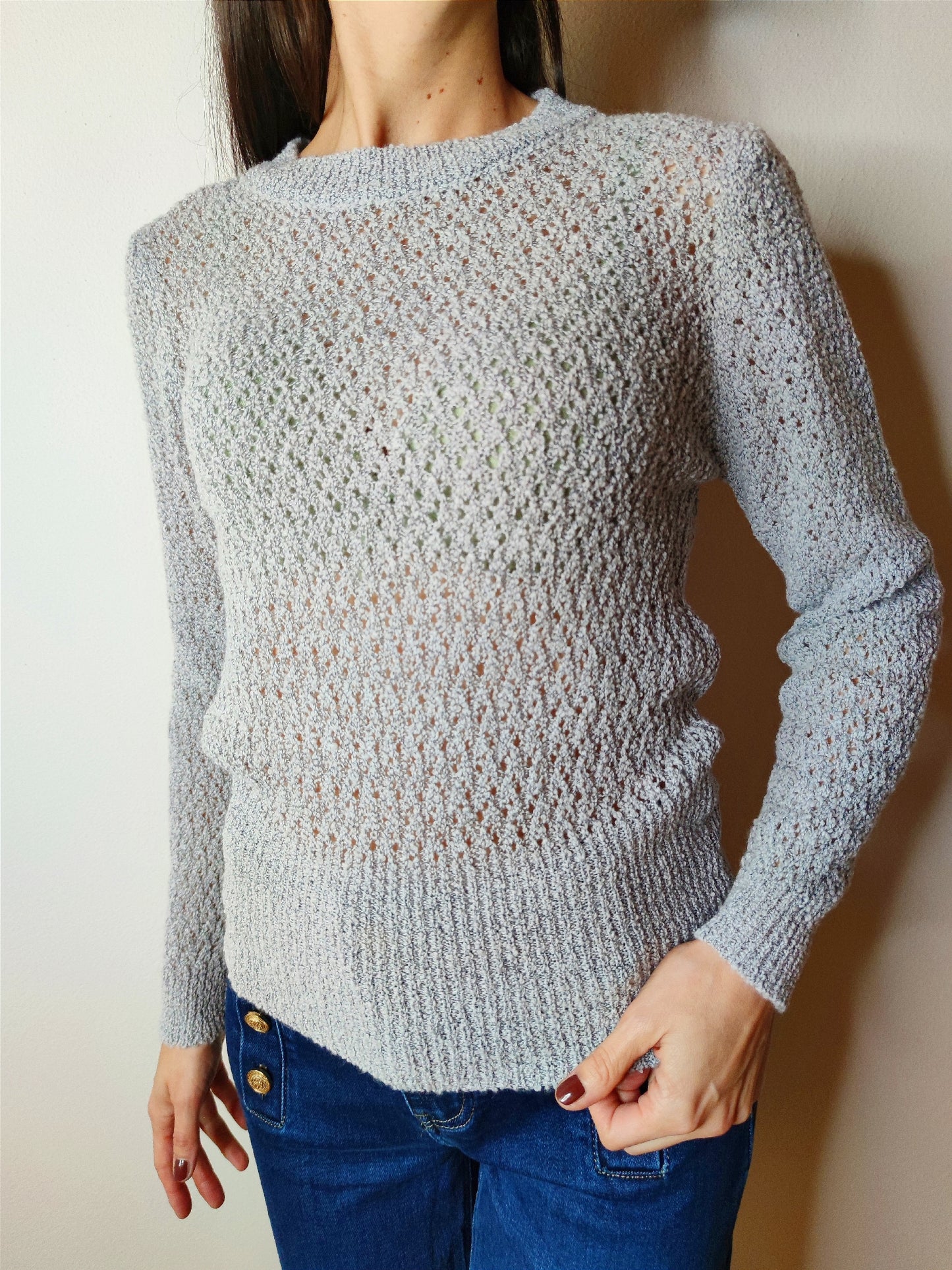 Maglione traforato in misto lana