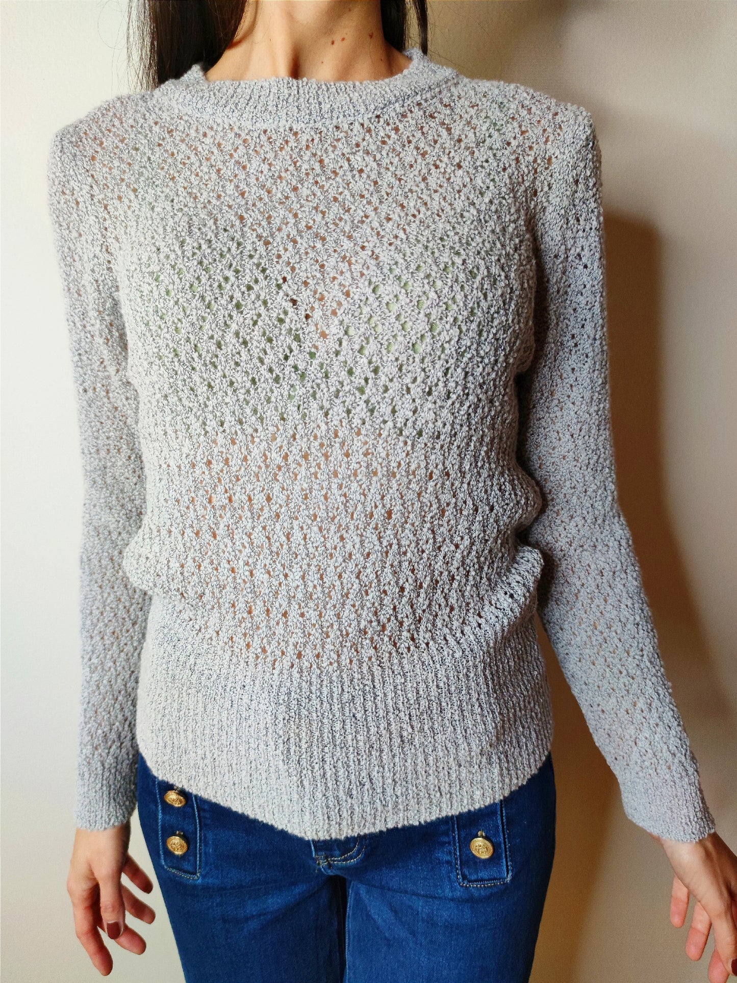Maglione traforato in misto lana