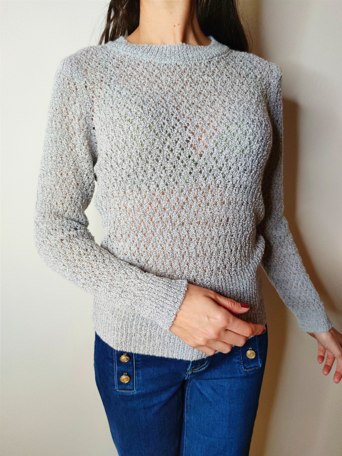 Maglione traforato in misto lana