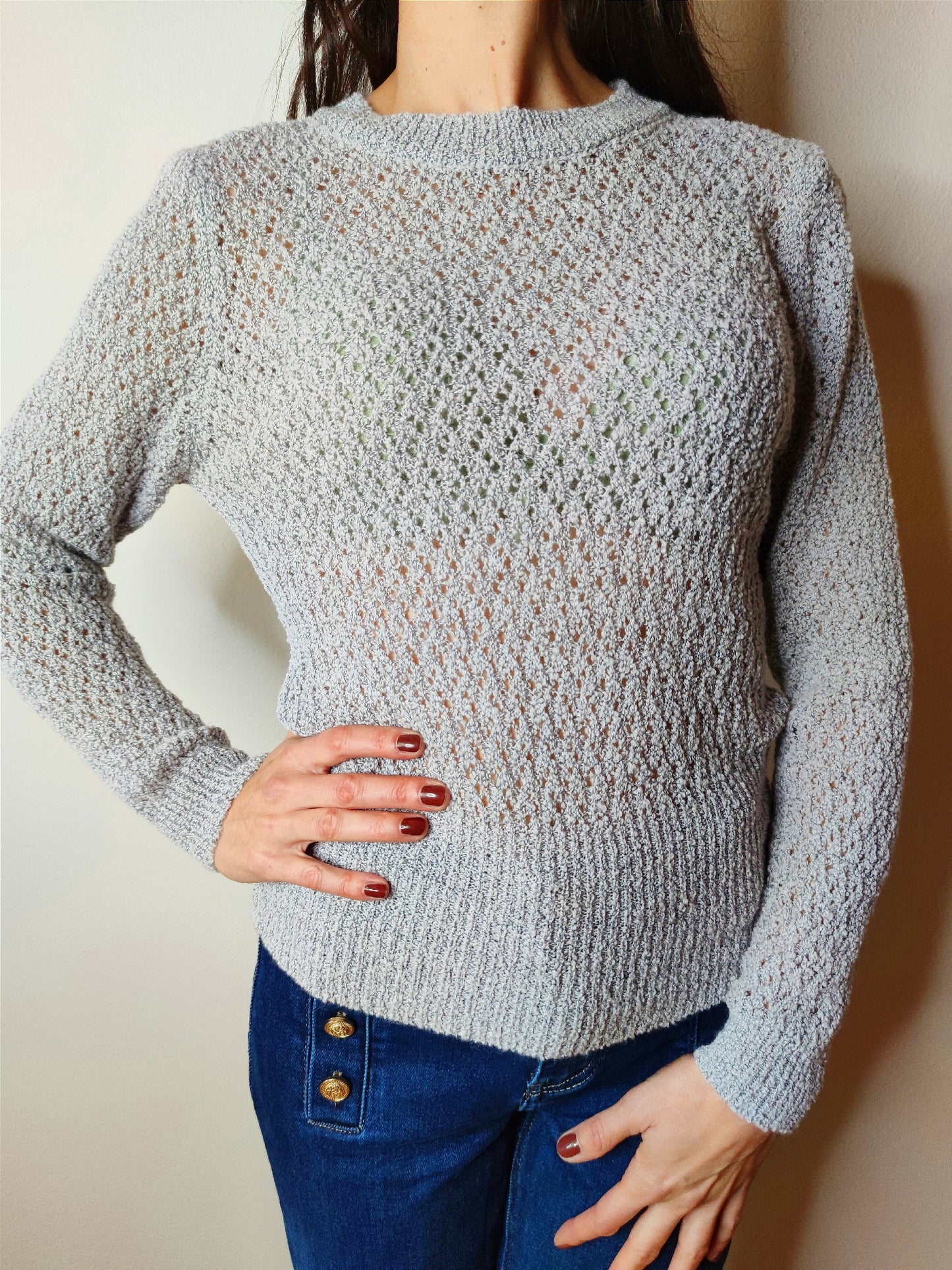 Maglione traforato in misto lana