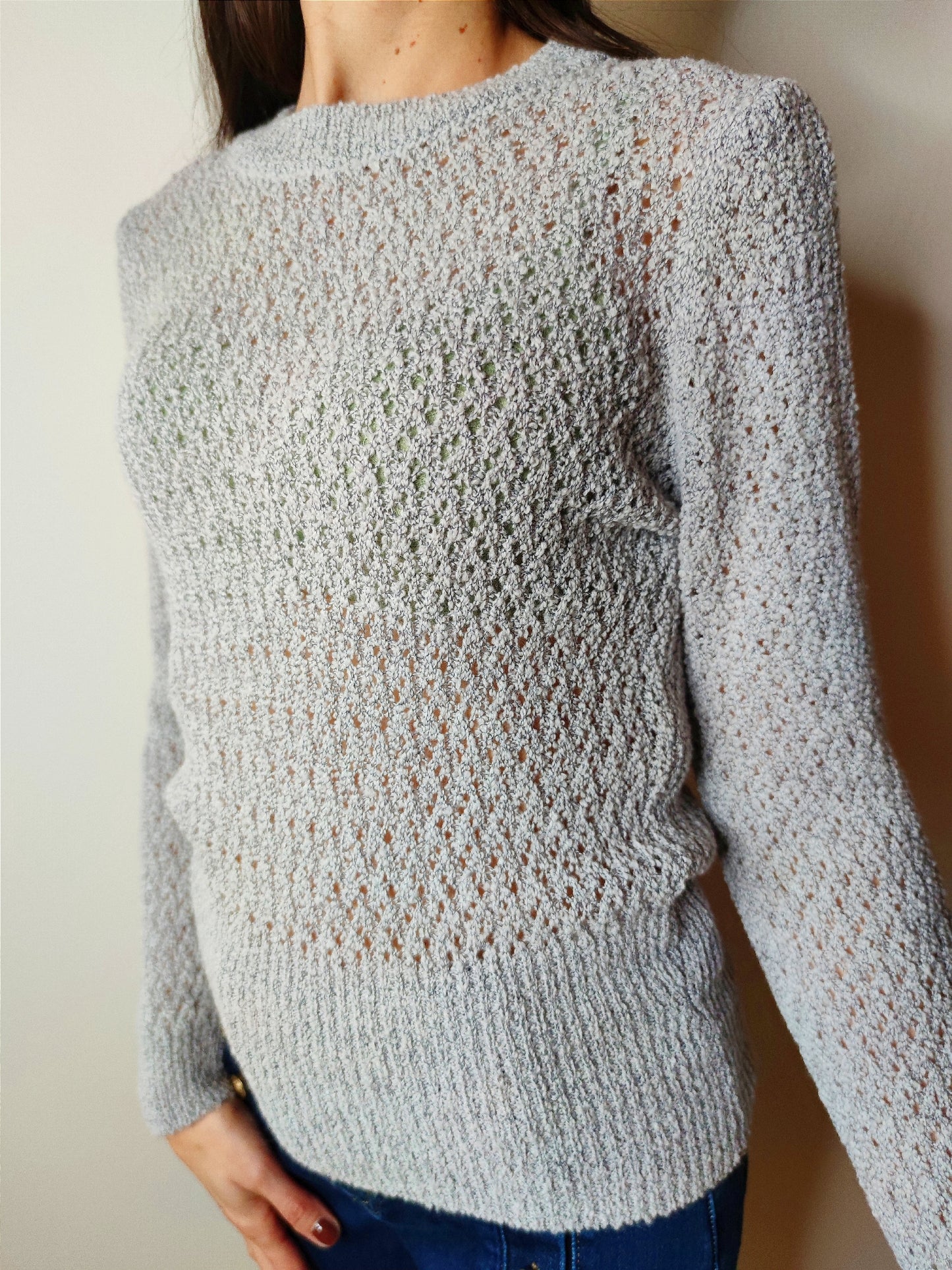 Maglione traforato in misto lana