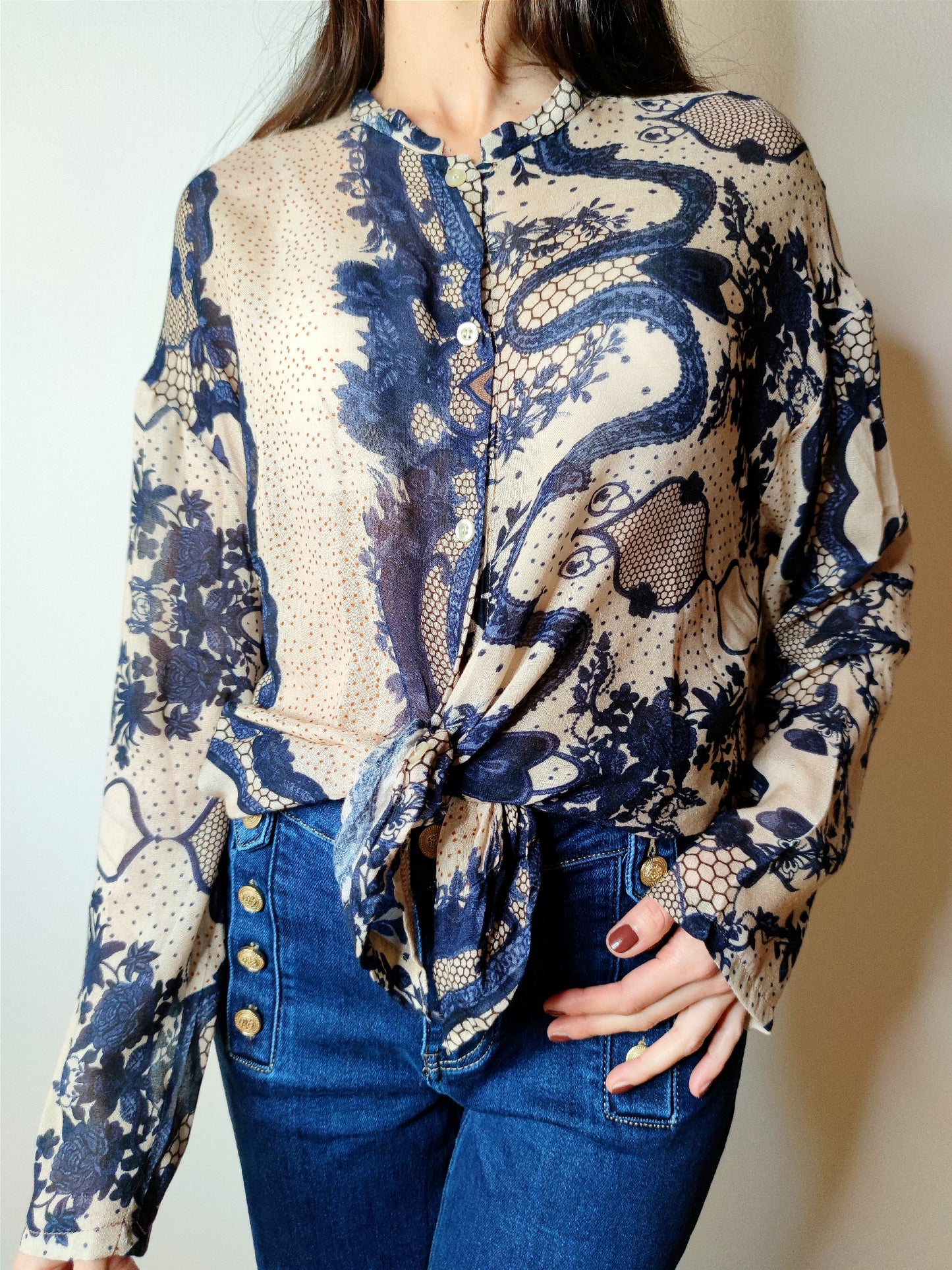 Camicia coreana misto lana