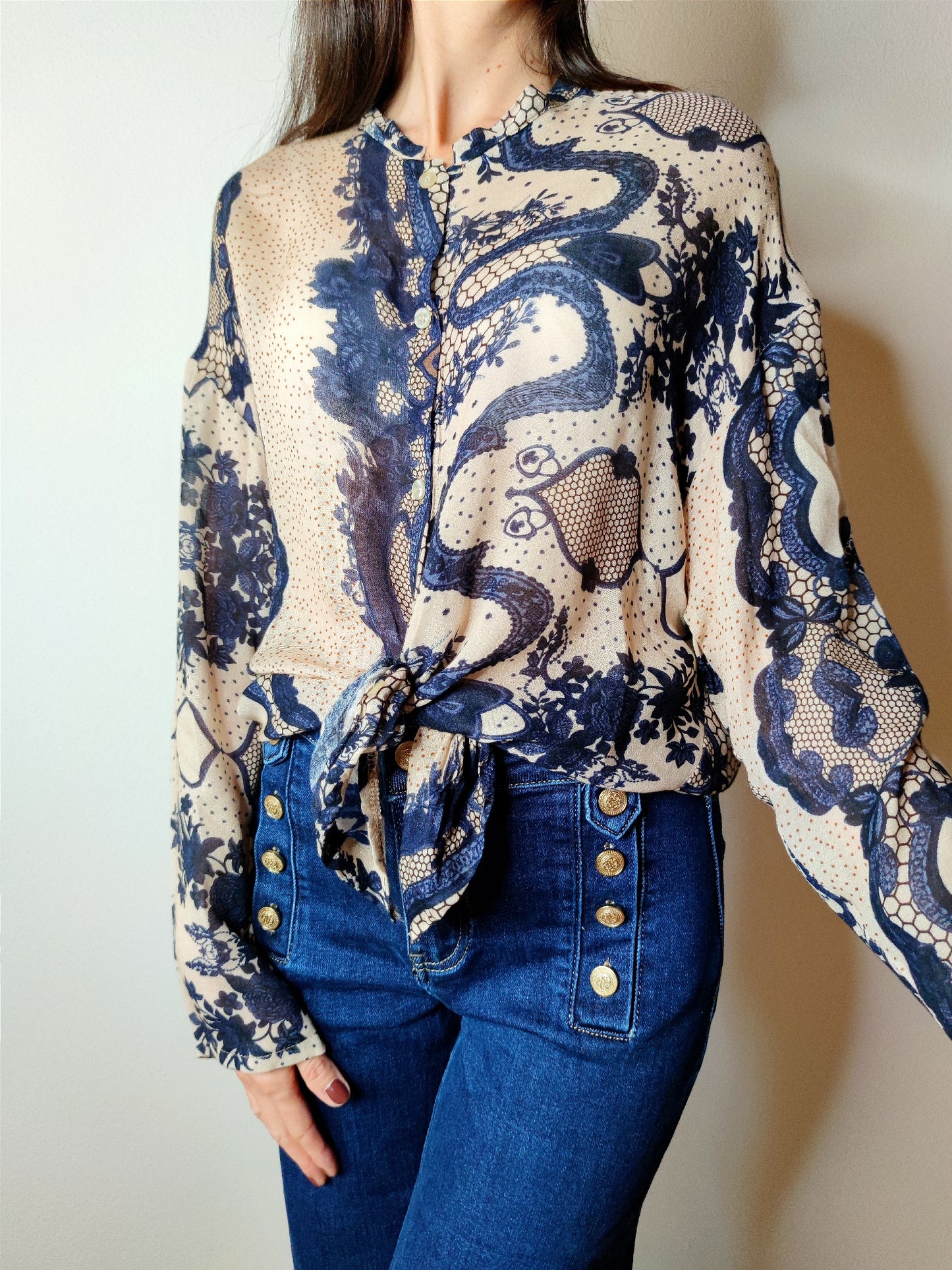 Camicia coreana misto lana