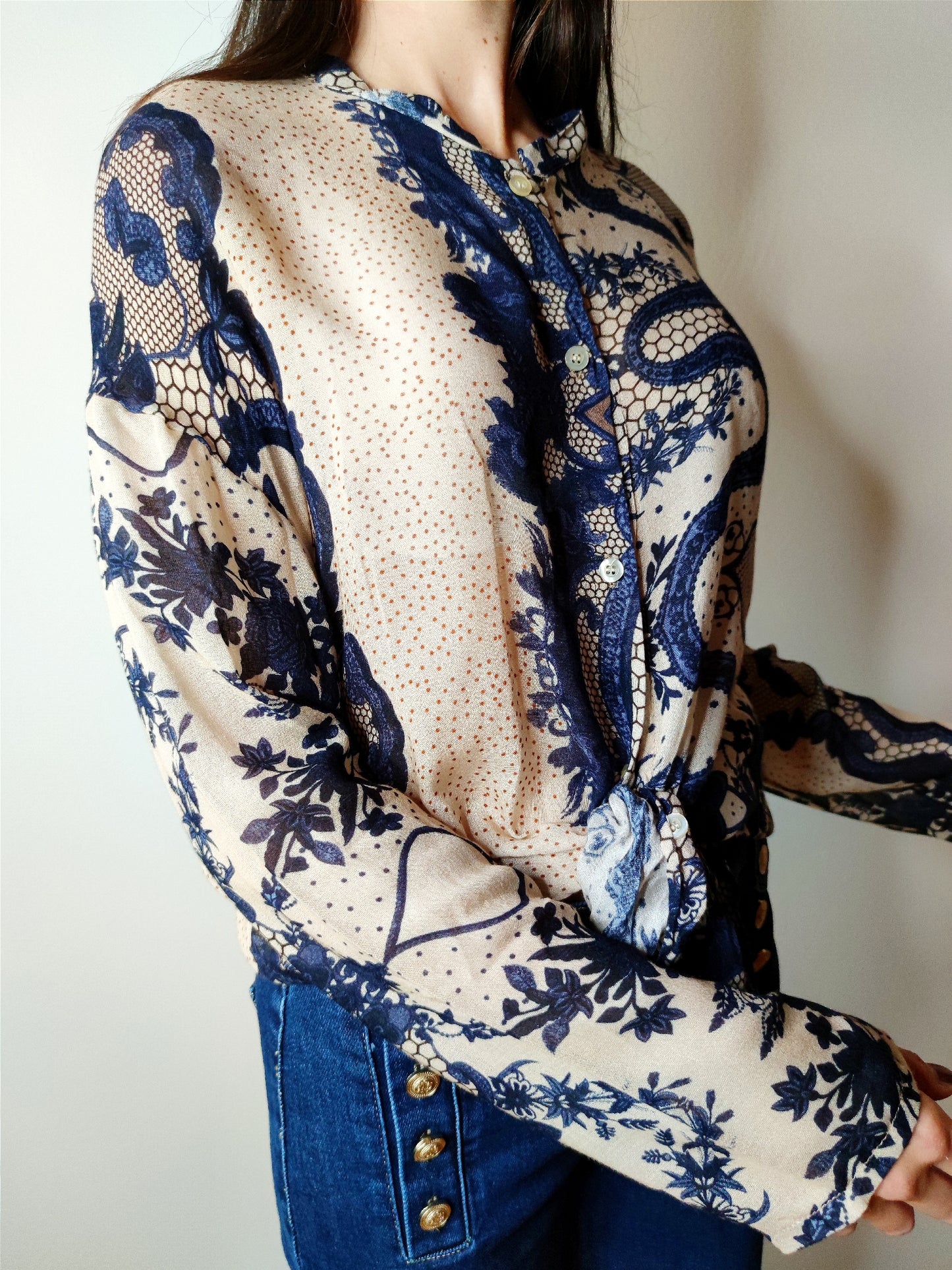 Camicia coreana misto lana