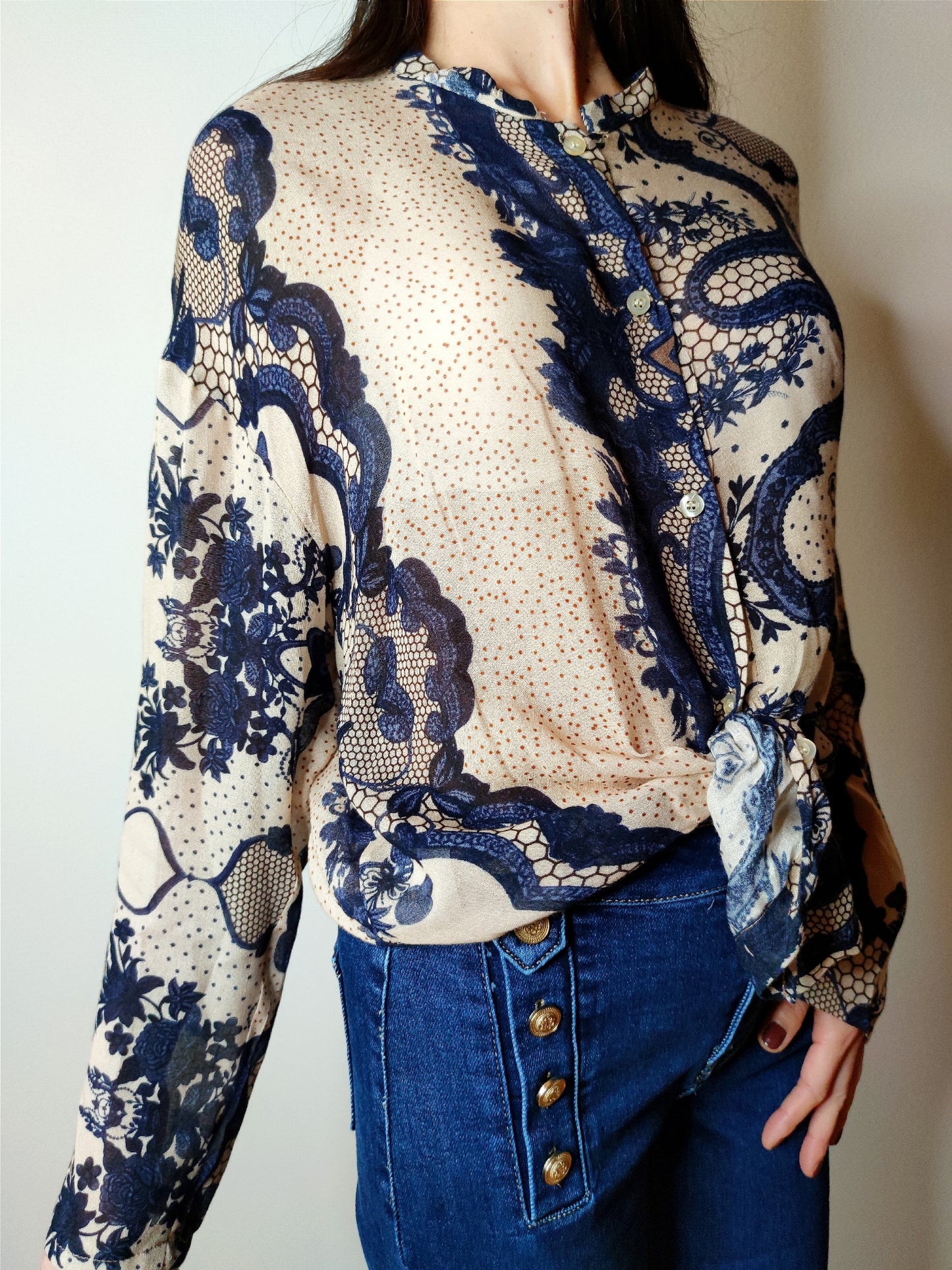 Camicia coreana misto lana