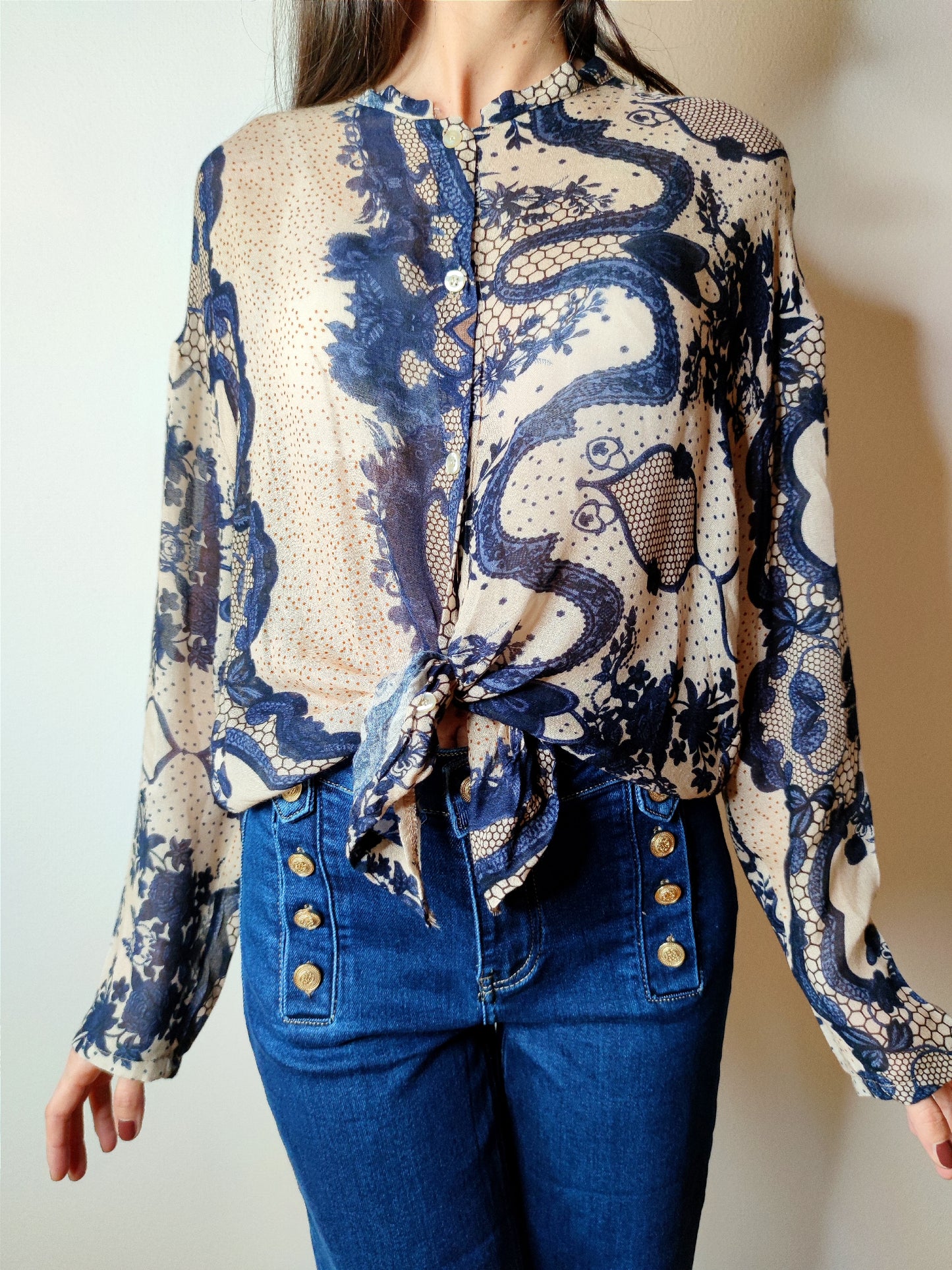 Camicia coreana misto lana