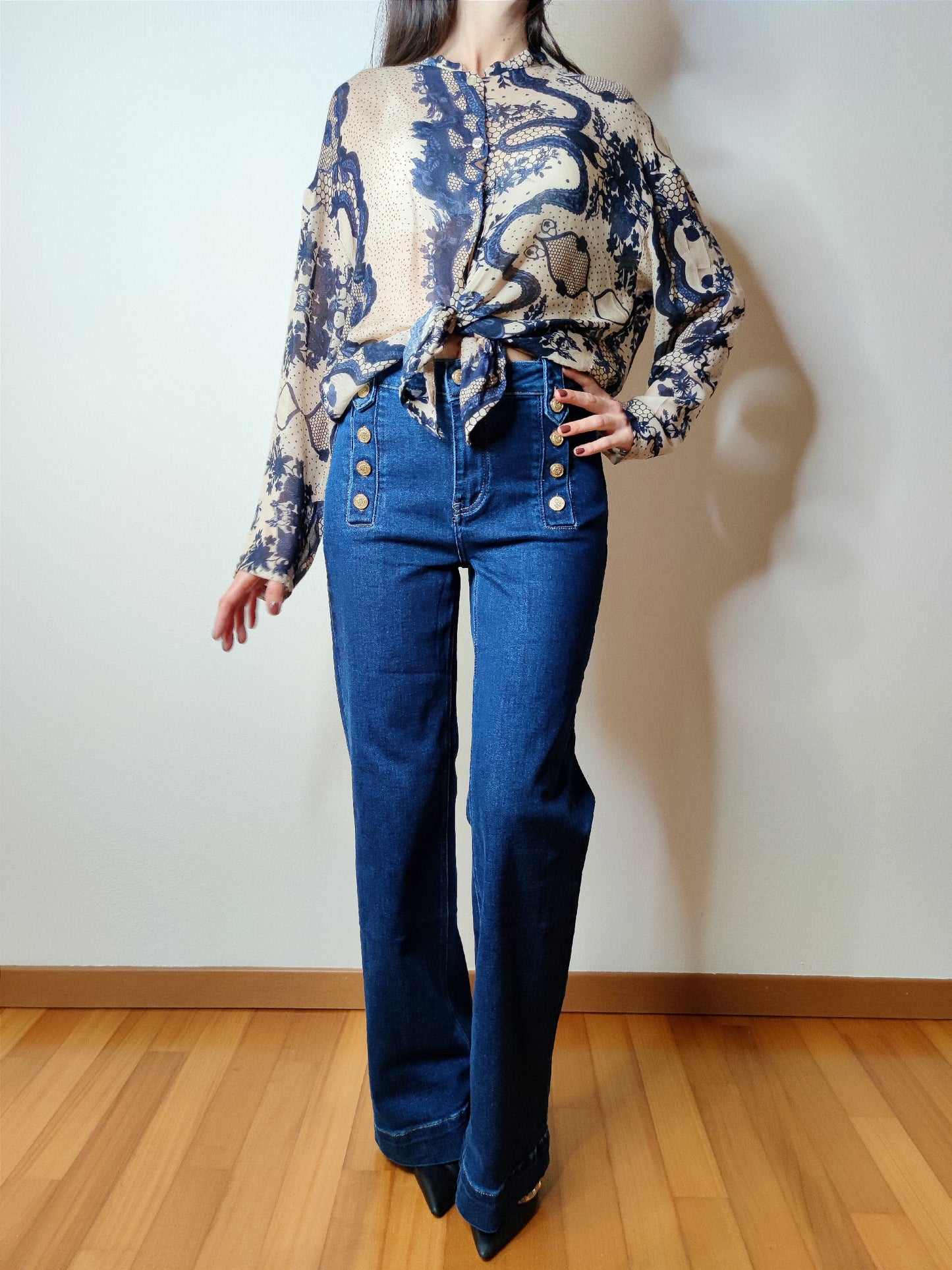 Camicia coreana misto lana