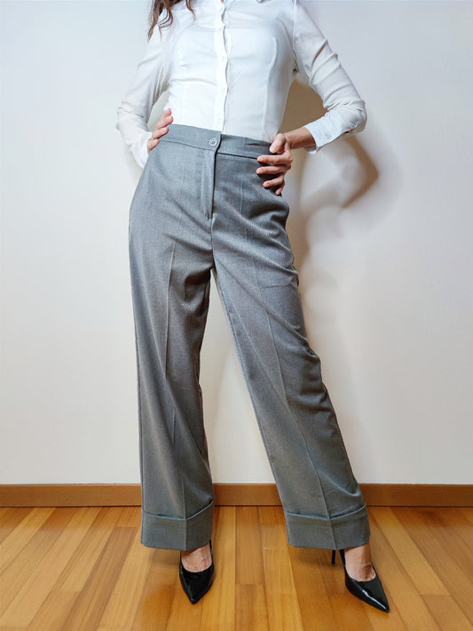 Pantalone a palazzo con risvolto