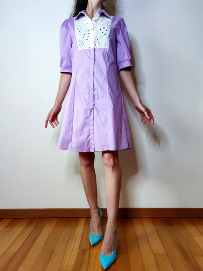 Abito chemisier in cotone pizzo