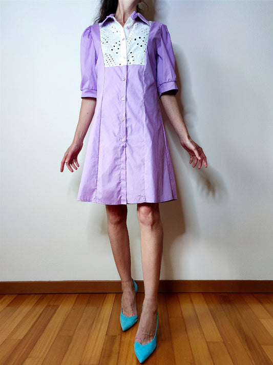 Abito chemisier in cotone pizzo