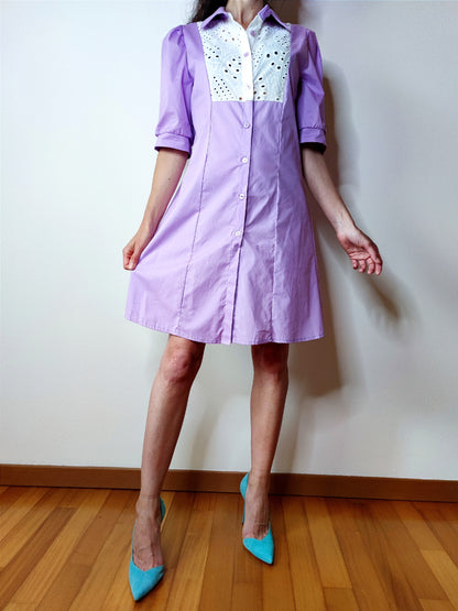 Abito chemisier in cotone pizzo