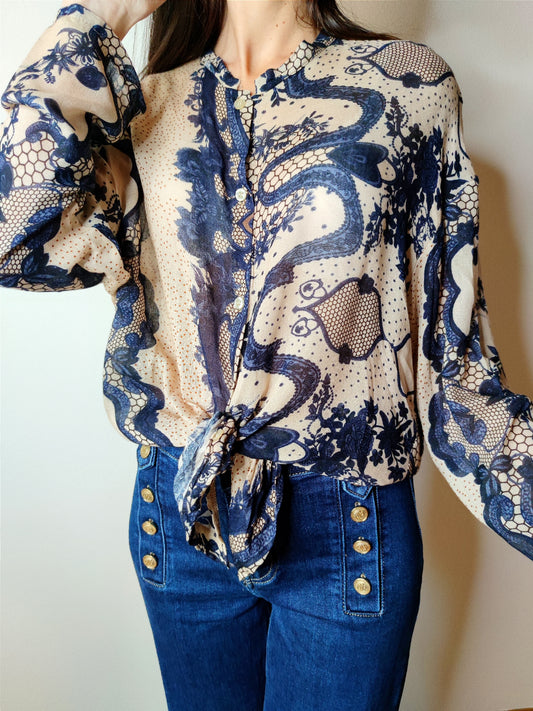 Camicia coreana misto lana