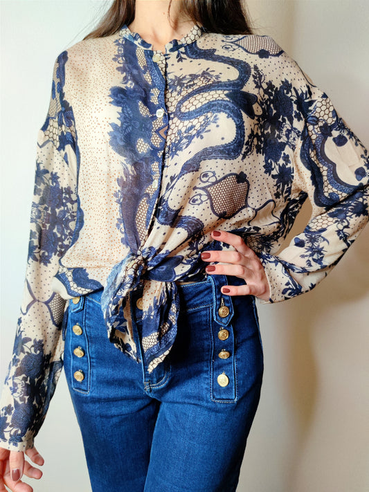 Camicia coreana misto lana