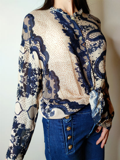 Camicia coreana misto lana