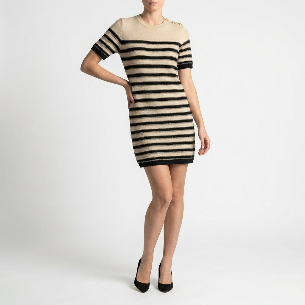 Abito in maglia a righe manica corta