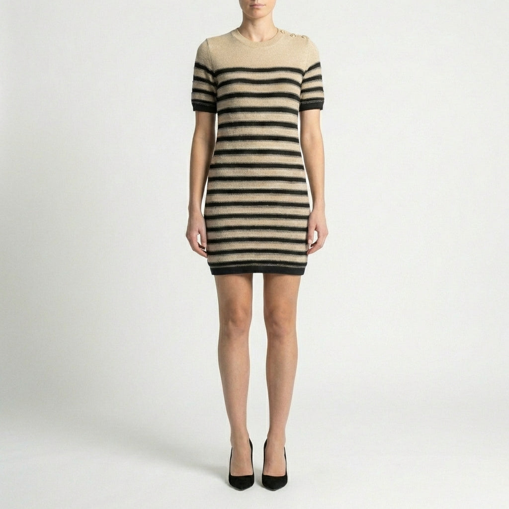 Abito in maglia a righe manica corta