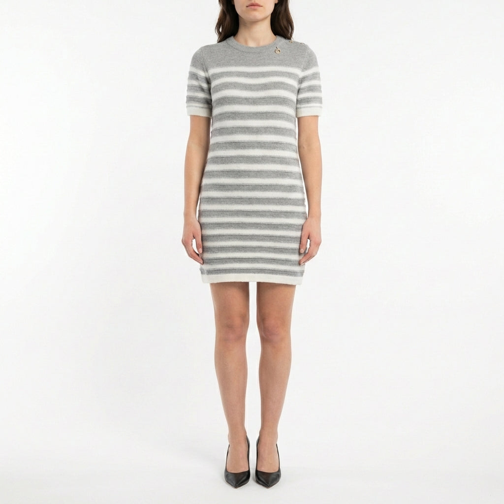 Abito in maglia a righe manica corta