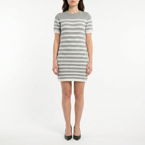 Abito in maglia a righe manica corta