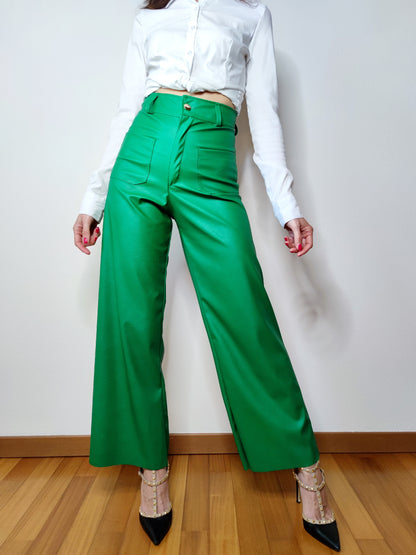 Pantalone ecopelle a zampa