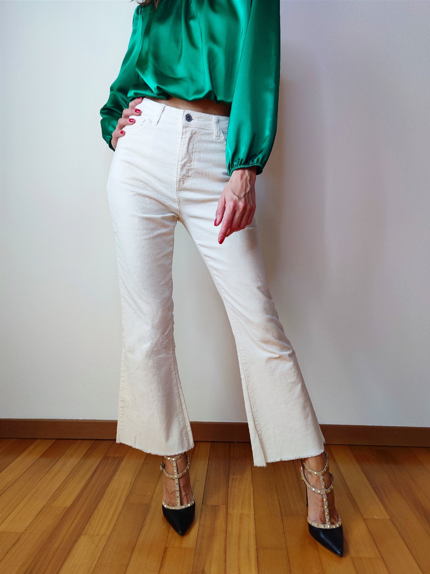 Pantalone velluto panna