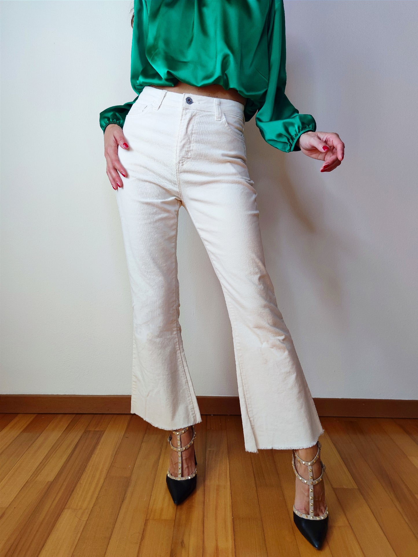 Pantalone velluto panna