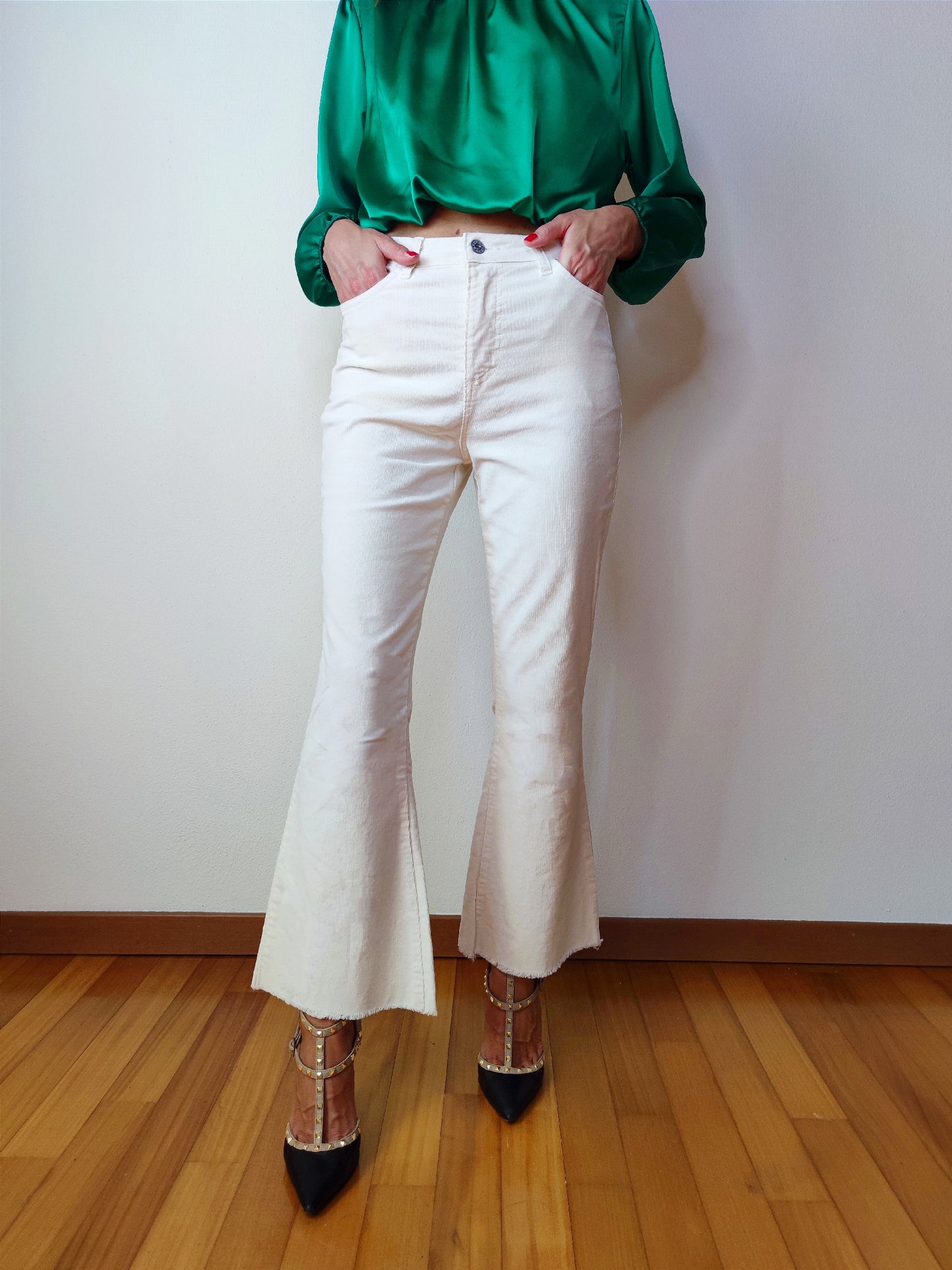 Pantalone velluto panna