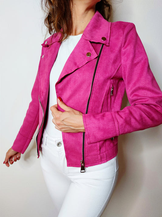 Chiodo scamosciato fucsia