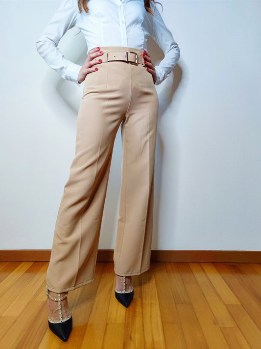 Pantalone cammello con cintura